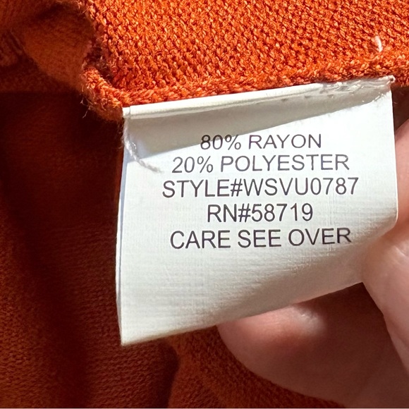 NWOT NOTATIONS Rust Orange  Fringe Cowl Neck Elbow Sleeve Sweater Womens 1X💚 - Picture 8 of 9